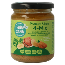 TerraSana 4 mix gemengde notenpasta zonder zout bio 250.00 Gram