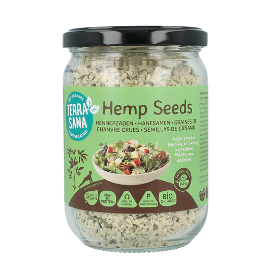 TerraSana RAW Hennepzaad gepeld in glas bio 275 Gram