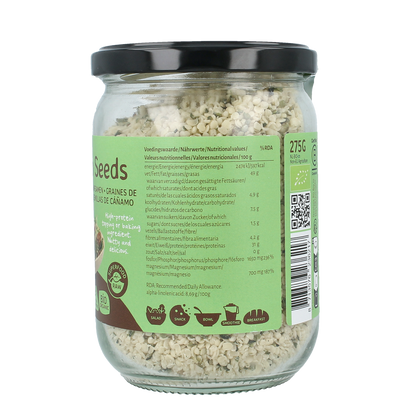 TerraSana RAW Hennepzaad gepeld in glas bio 275.00 Gram