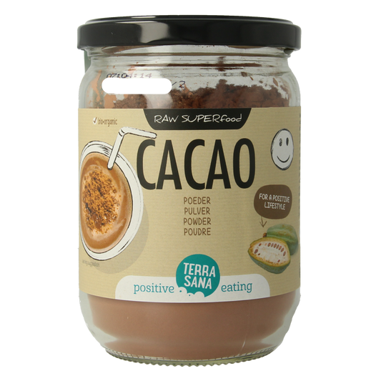 TerraSana Raw cacao antioxidant poeder in glas bio 160 Gram