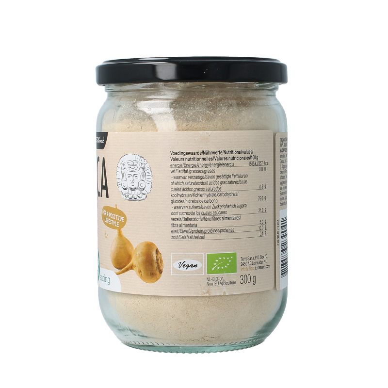 TerraSana Raw maca high energy poeder in glas bio 300 Gram