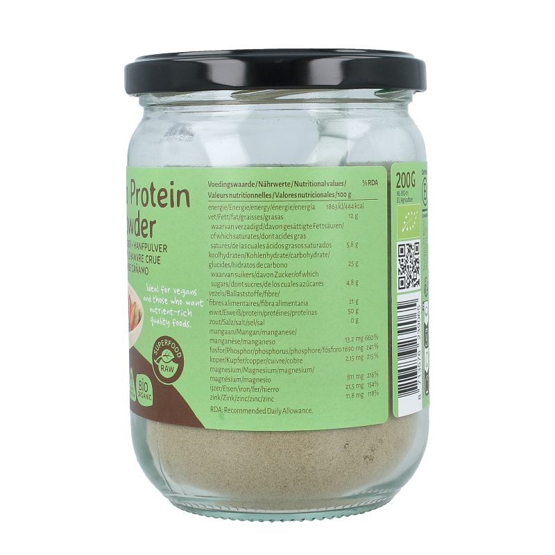 TerraSana Raw hennep protein poeder in glas bio 200 Gram