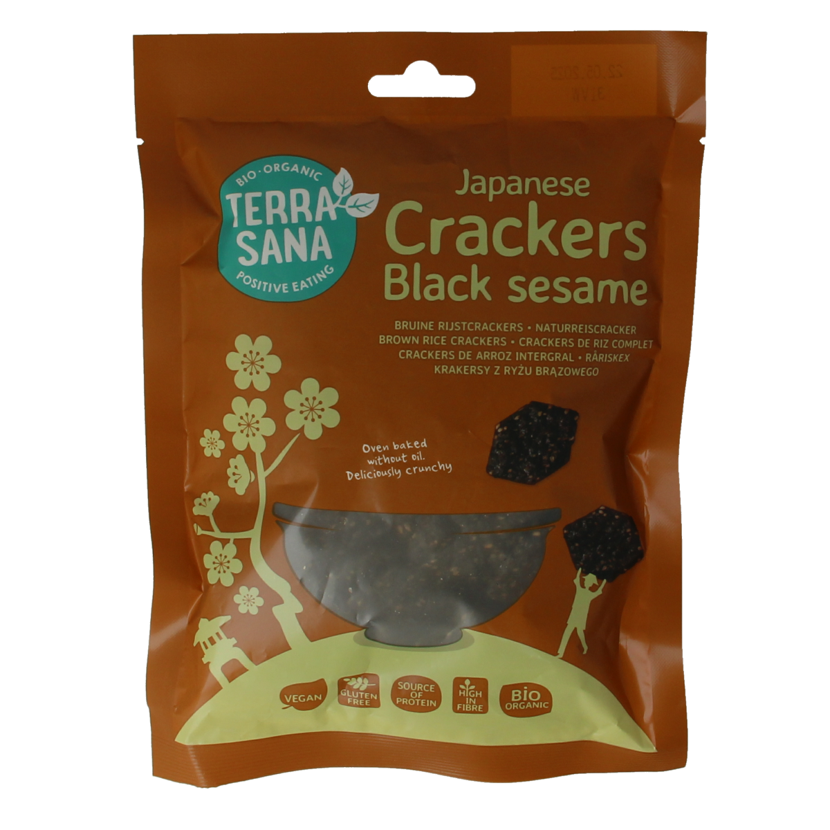 TerraSana Japanse bruine rijstcrackers zwarte sesam bio 60.00 Gram