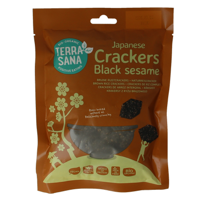TerraSana Japanse bruine rijstcrackers zwarte sesam bio 60.00 Gram