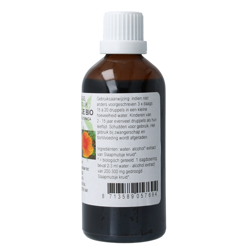 Cruydhof Eschscholtzia calif / slaapmutsje tinctuur bio 100 Milliliter