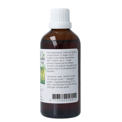 Cruydhof Gentiana lutea radix / gentiaan tinctuur bio 100.00 Milliliter