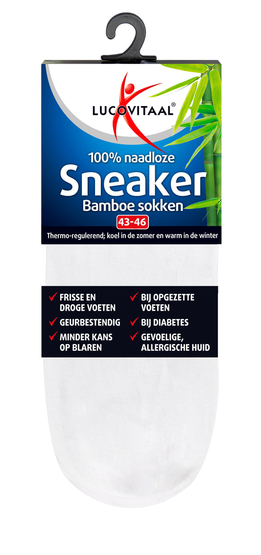 Lucovitaal Bamboe sneakersok wit maat 43-46 1 Paar