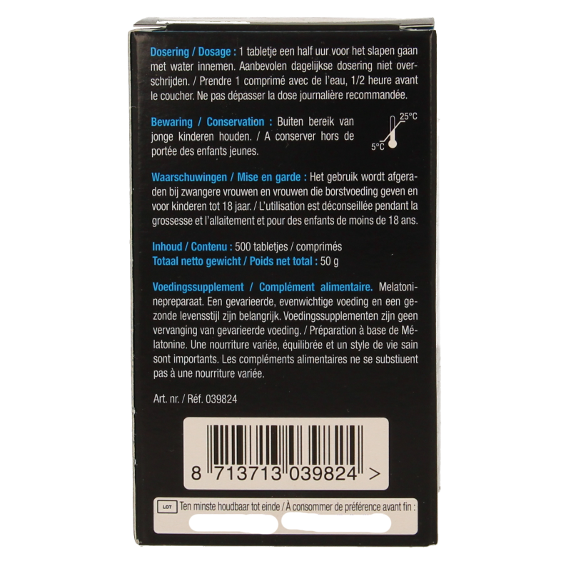 Lucovitaal Melatonine puur 0.299mg 500 Tabletten