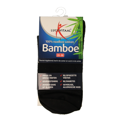 Lucovitaal Bamboe sok lang zwart  maat 35-38 1.00 Paar