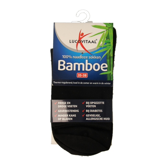 Lucovitaal Bamboe sok lang zwart  maat 35-38 1.00 Paar