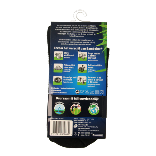 Lucovitaal Bamboe sok lang zwart  maat 35-38 1 Paar