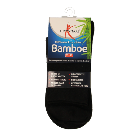 Lucovitaal Bamboe sok lang zwart  maat 39-42 1 Paar