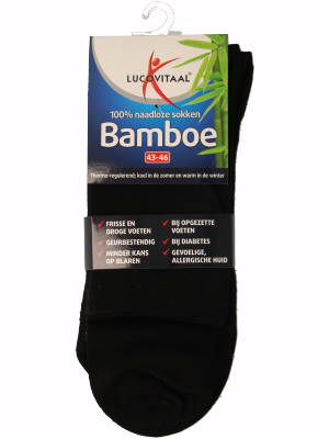 Lucovitaal Bamboe sok lang zwart  maat 43-46 1 Paar