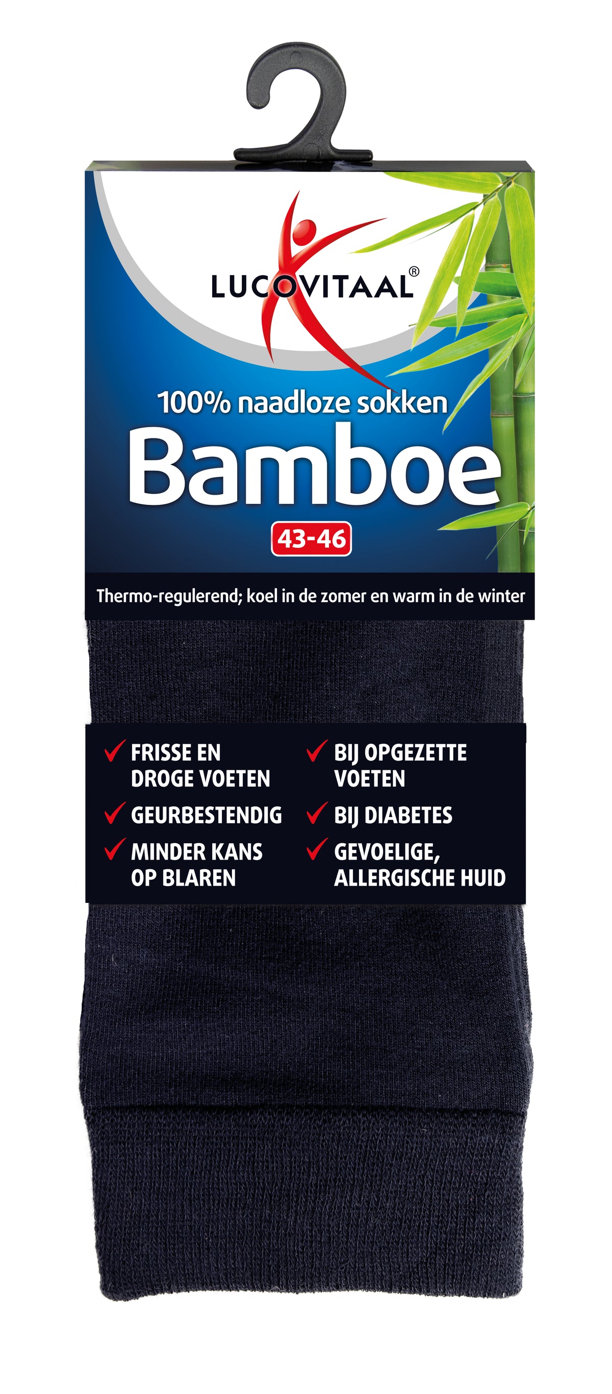 Lucovitaal Bamboe sok lang blauw  maat 43-46 1.00 Paar