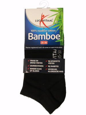 Lucovitaal Bamboe enkelsok zwart  maat 35-38 1 Paar