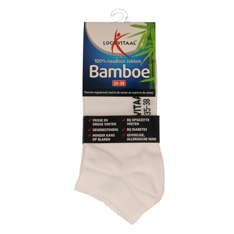 Lucovitaal Bamboe enkelsok wit  maat 35-38 1 Paar