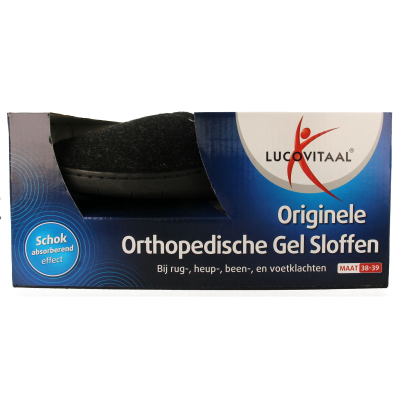 Lucovitaal Orthopedische gel sloffen zwart maat 38-39 1 Paar