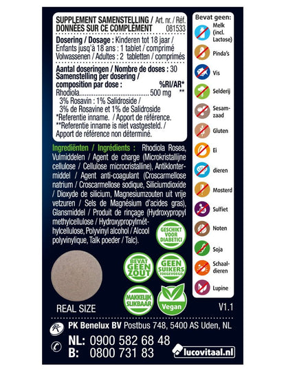 Lucovitaal Rhodiola rosea 60.00 Tabletten