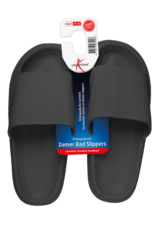 Lucovitaal Orthopedische badslipper 41-42 zwart 1.00 Paar