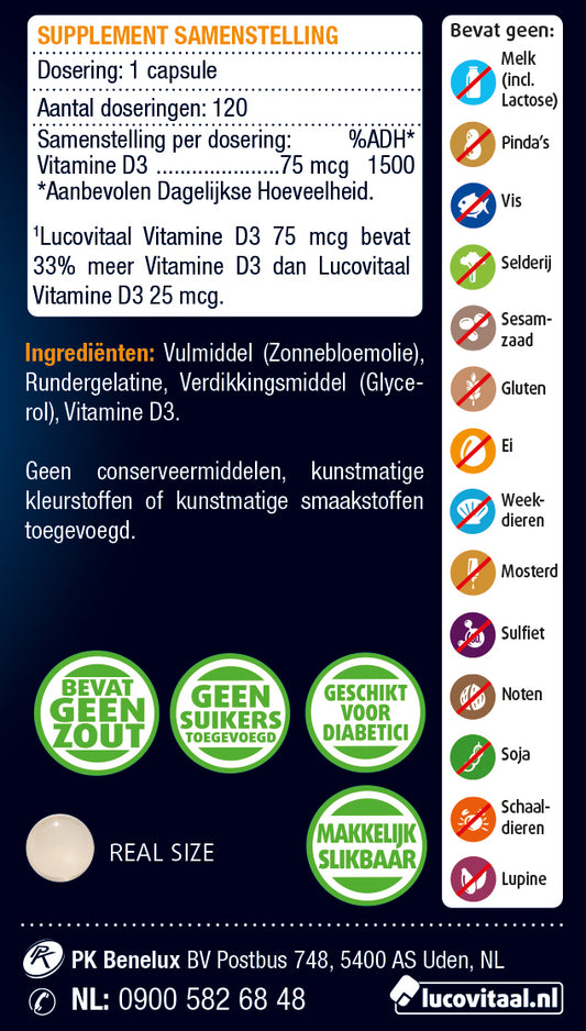 Lucovitaal Vitamine D3 75mcg 120 Capsules