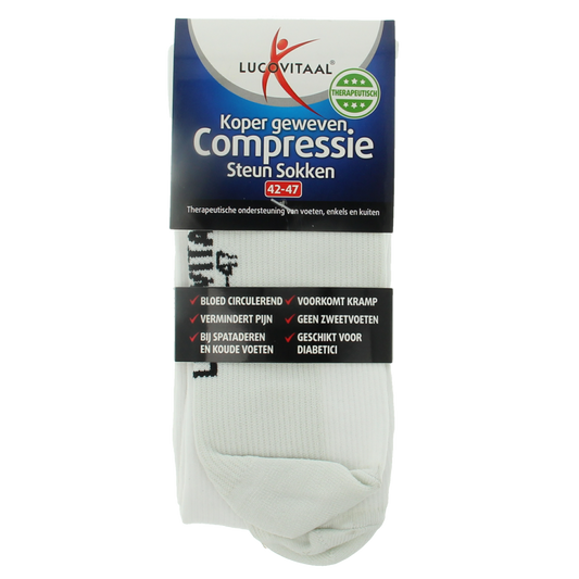 Lucovitaal Koper compressie steunsok maat 42-47 wit 1.00 Paar