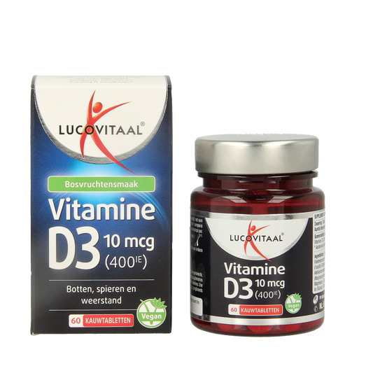 Lucovitaal Vitamine D3 10mcg (400IE) vegan 60 Kauwtabletten