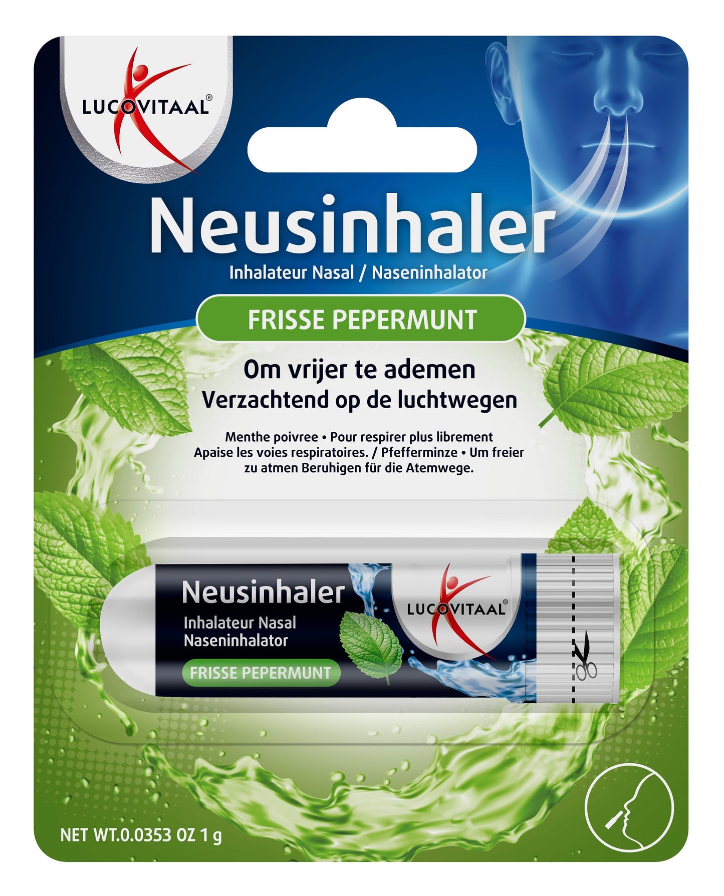 Lucovitaal Neusinhaler frisse pepermunt 1 Stuks
