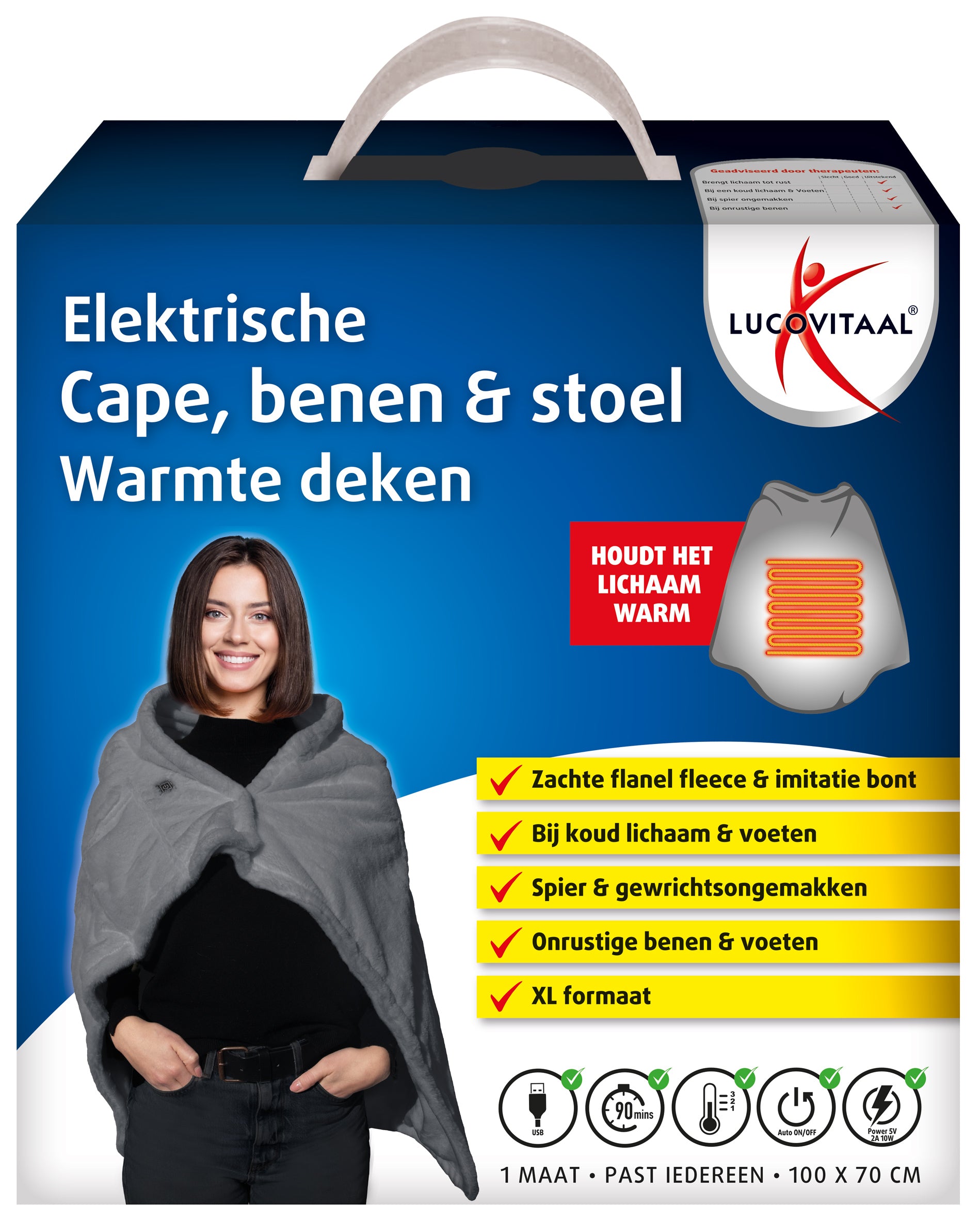 Lucovitaal Electrische cape benen & stoel warmte deken 1 Paar