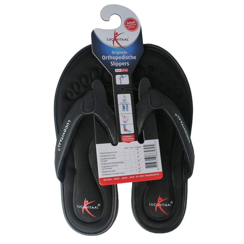 Lucovitaal Orthopedische slipper 39-40 zwart 1 Paar