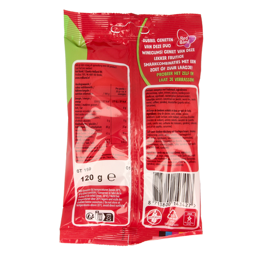 Red Band Winegums duo zoet zuur 120.00 Gram