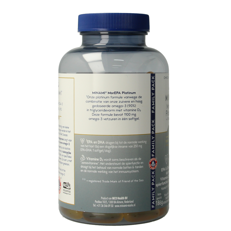 Minami MorEPA platinum + vitamine D3 120 Softgels