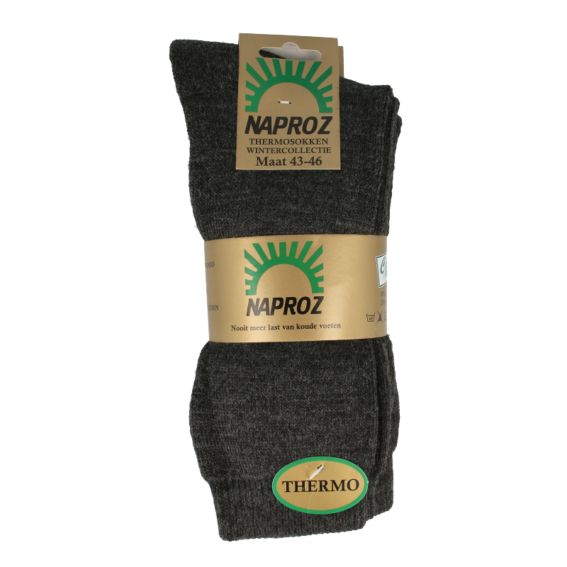 Naproz Thermo sokken grijs maat 43-46  3 Paar