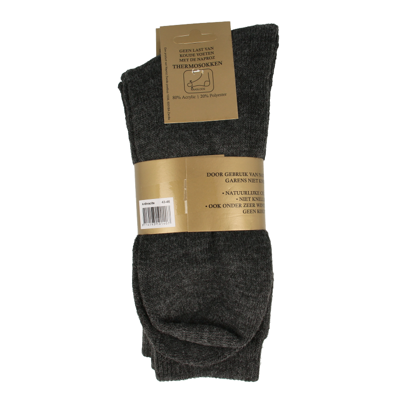 Naproz Thermo sokken grijs maat 43-46  3 Paar