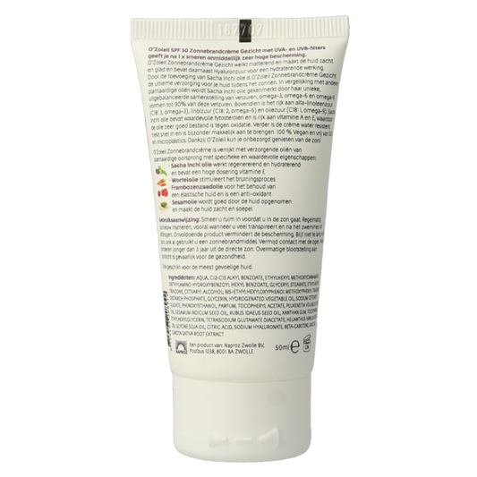 O' Zoleil Zonnebrandcreme gezicht SPF50 50 Milliliter