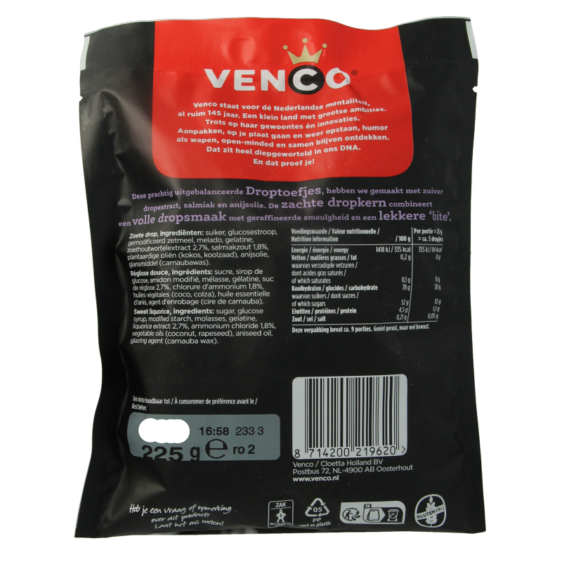 Venco Droptoefjes 225 Gram