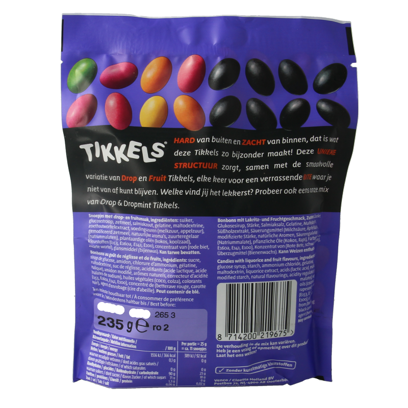 Venco Tikkels drop & fruit 235 Gram