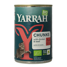 Yarrah Kattenvoer chunks met kip en rund bio 405 Gram