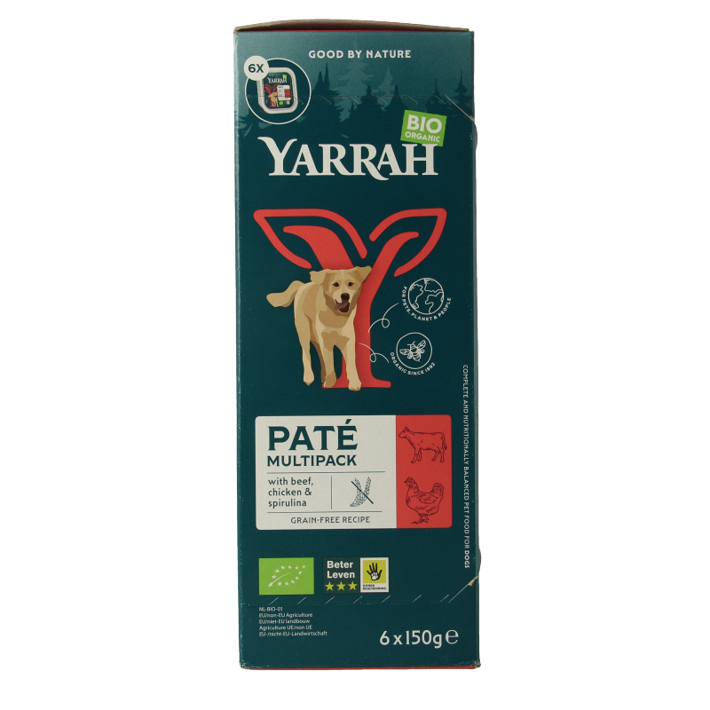 Yarrah Multipack hond met pate rund biologisch 150 Gram