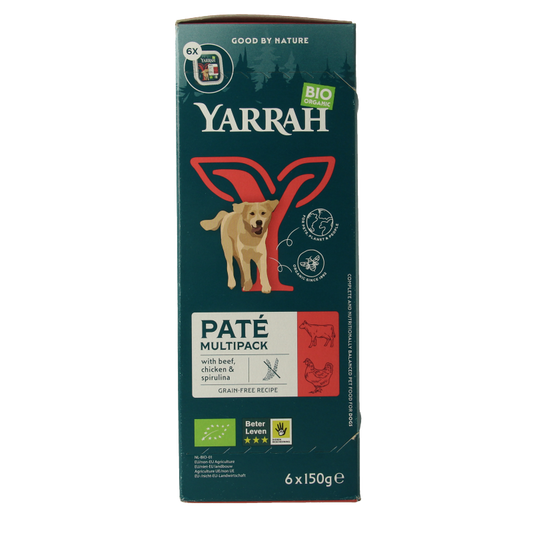 Yarrah Multipack hond met pate rund biologisch 150 Gram
