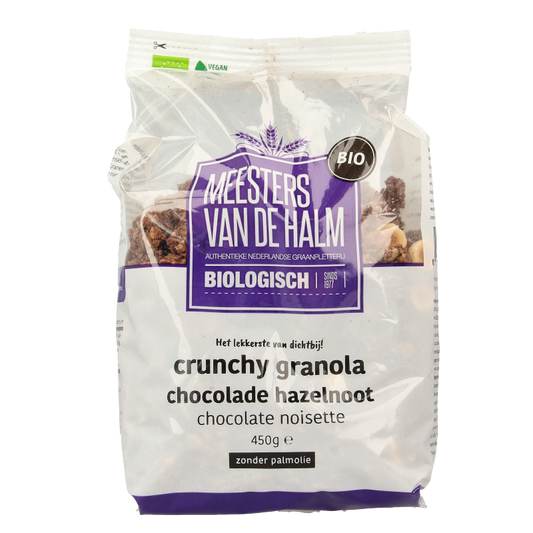De Halm Granola choco/hazelnoot bio 450 Gram