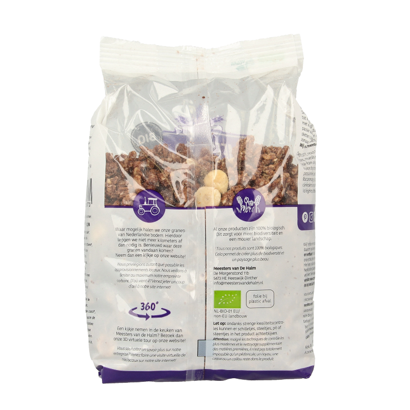 De Halm Granola choco/hazelnoot bio 450 Gram