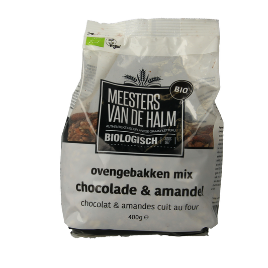 De Halm Ovengebakken mix chocolade en amandel bio 400.00 Gram
