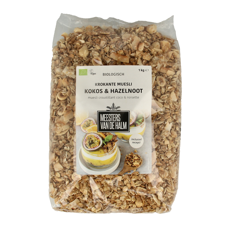 De Halm Muesli krokant kokos en hazelnoten bio 1 Kilogram