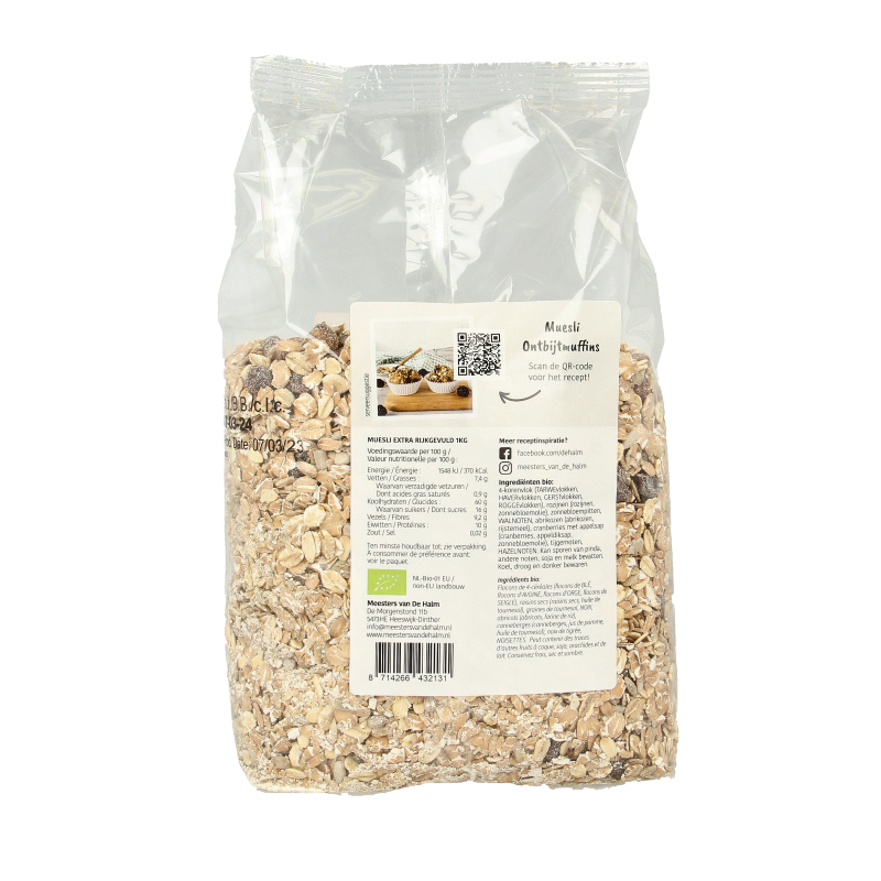 De Halm Muesli extra bio 1 Kilogram