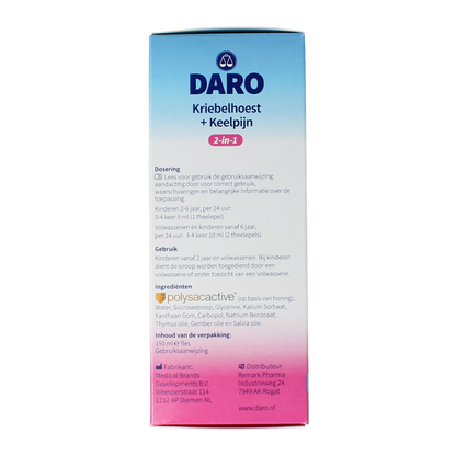 Daro 2 in 1 Kriebelhoest en keelpijn 150.00 Milliliter