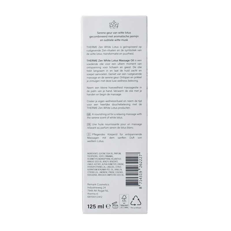 Therme Zen white lotus massage oil 125 Milliliter