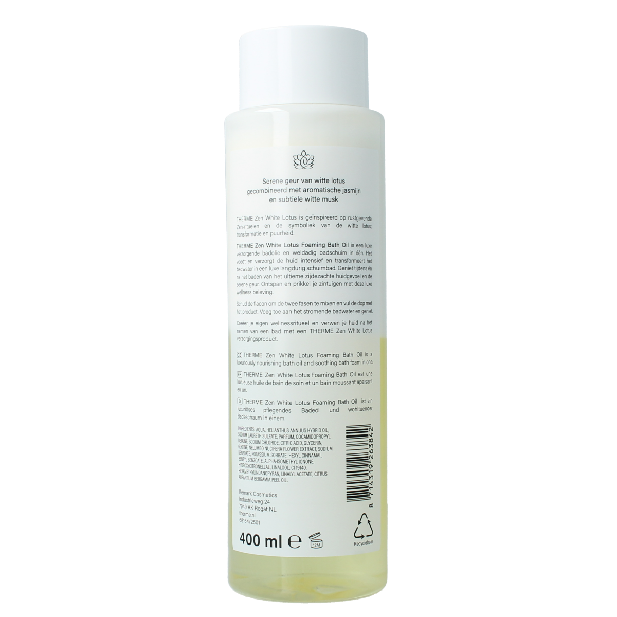 Therme Zen white lotus foaming bath oil 400.00 Milliliter