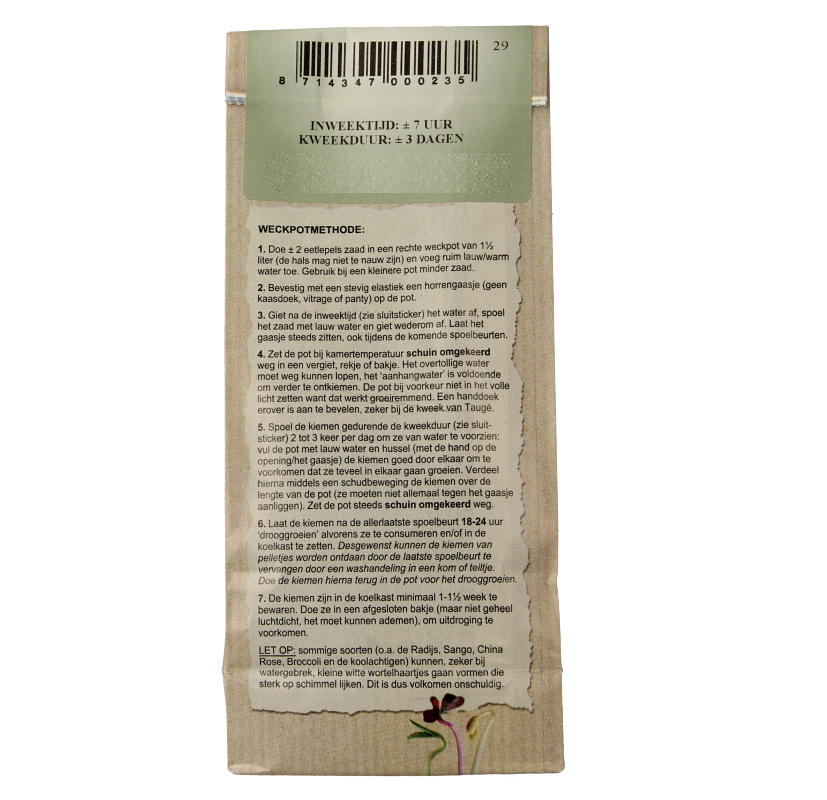 Peuleschil Fenegriek kiemzaad bio 130 Gram