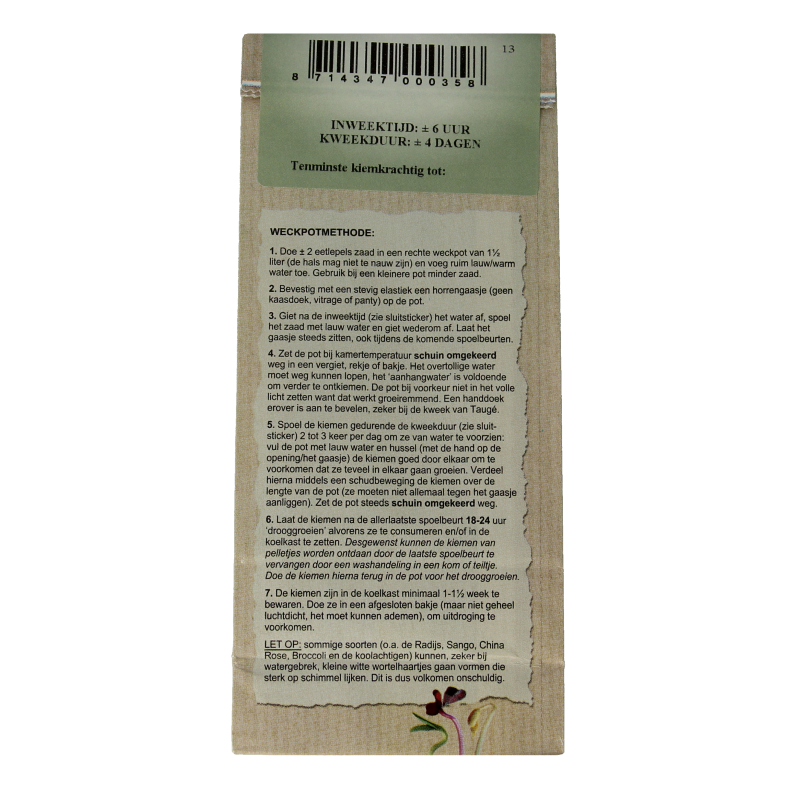 Peuleschil Kiemmixzaad bio 145 Gram