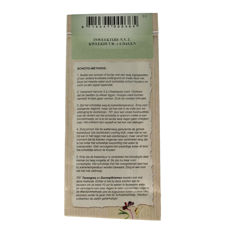 Peuleschil Tuinkerszaad bio 135 Gram